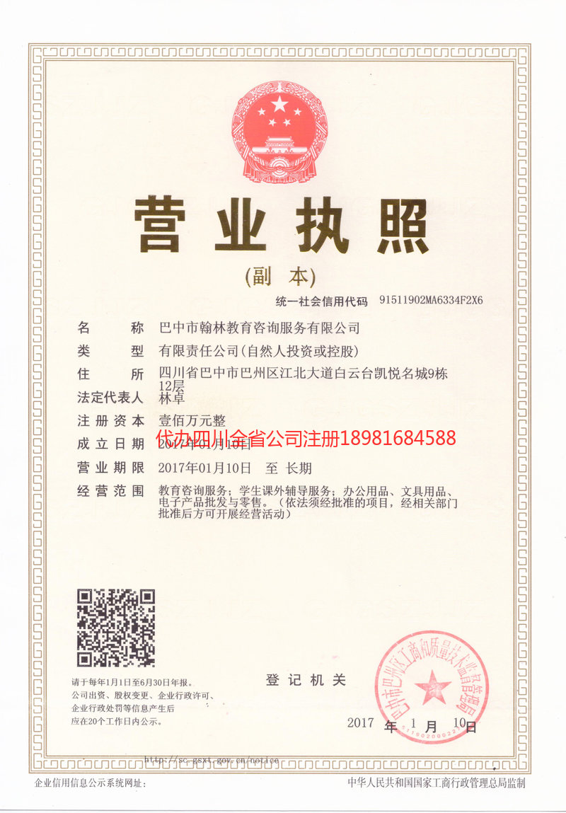 资阳市资阳市翰林教育咨询服务有限公司